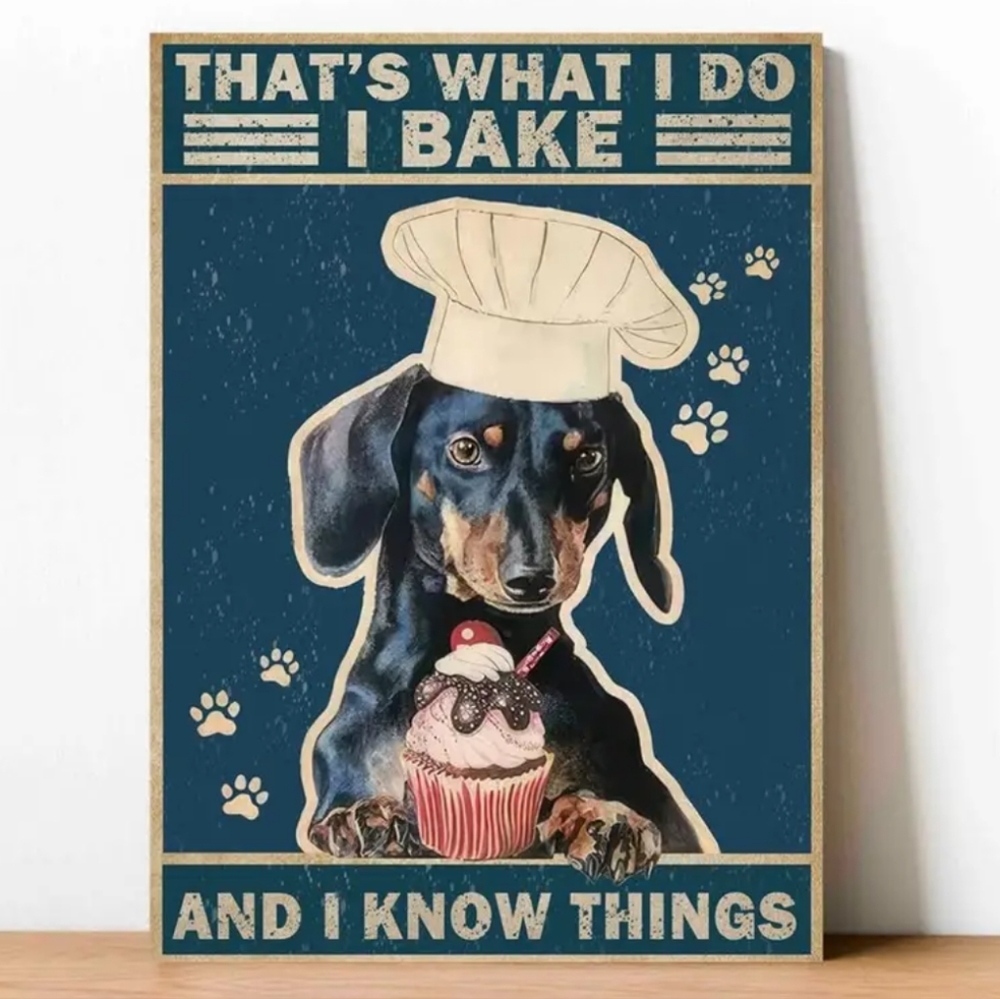 NWT DACHSHUND BAKING WALL ART PRINT
